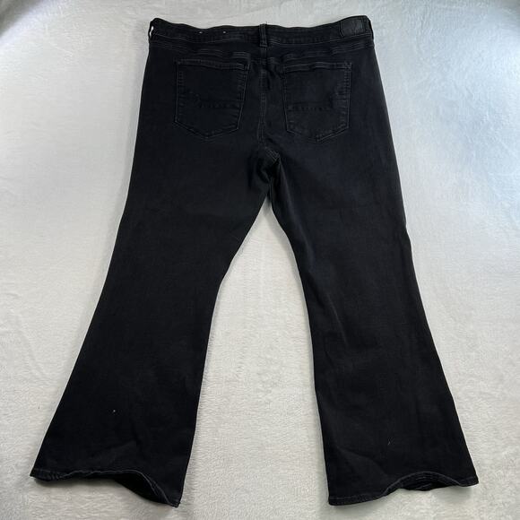 American Eagle AE Plus 20 Short Ne(x)t Level High Rise Artist Flare Jeans Black - Picture 15 of 16